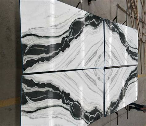 Natural Stone Polished Panda White Marble Slabs With Black Vein On Sales
