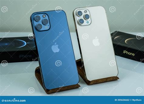 Iphone 12 Pro Max Pacific Blue Editorial Photography Image Of Device