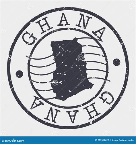 Ghana Stamp Postal Map Silhouette Seal Passport Round Design Vector