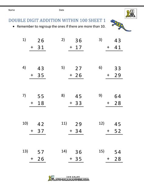 Click on the hyperlink to download the pdf and print out the pages for use in your classes. Double Digit Addition With Regrouping