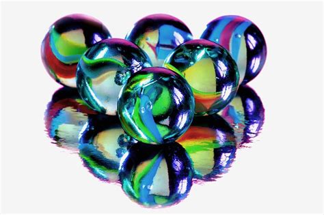 Blue Glass Marbles Kids Games Play Round Colorful Balls Marble