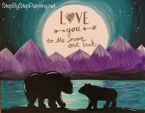 Mountain Painting Bear Silhouette Step By Step Acrylic Painting
