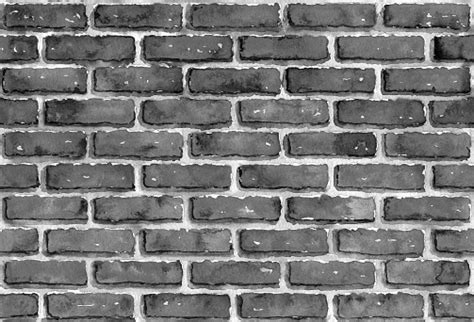 Brick Wall Pattern Black And White Monochrome Ink Or Watercolor
