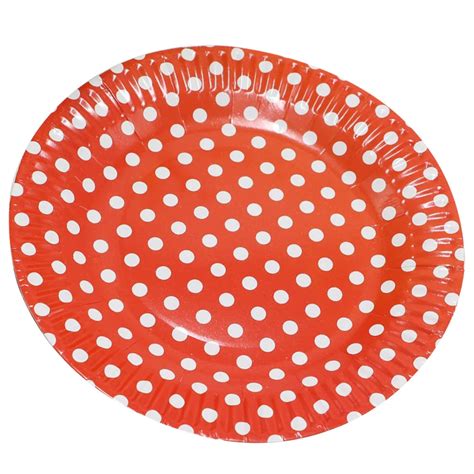 1bag 10 Pieces 7 Polka Dot Paper Plates For Valentine Birthday Wedding