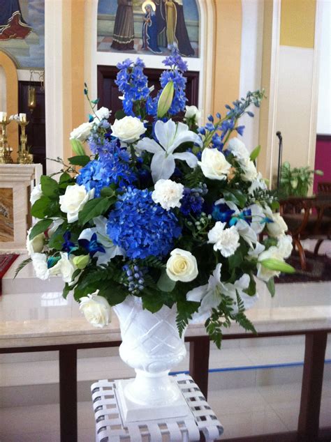 Blue And White Themed Wedding Alter Bouquets Flowers By Antonella