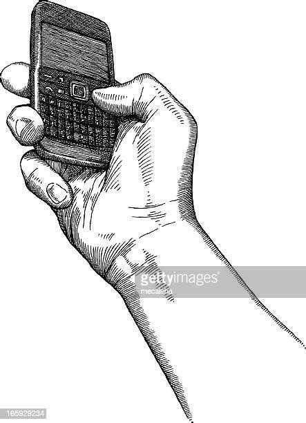 Hand Holding Phone Sketch High Res Illustrations Getty Images