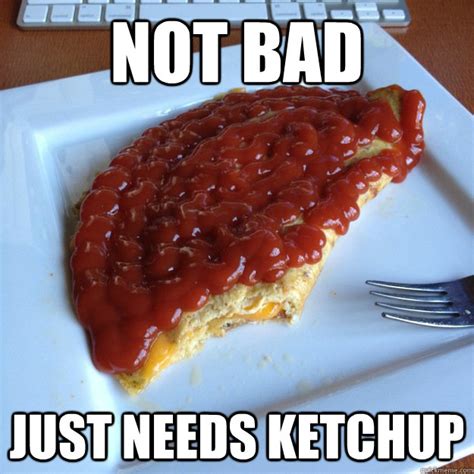 not bad just needs ketchup ketchup omelet quickmeme
