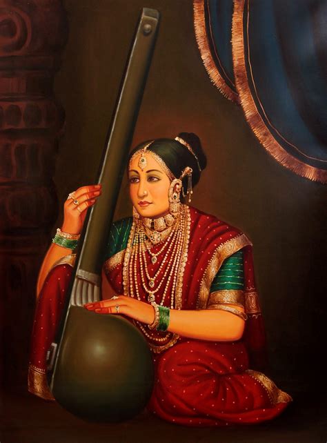 Rich Lady Playing A Tanapura Exotic India Art
