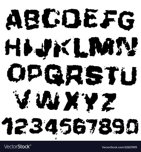 Distressed Grunge Alphabet Stamp Ink Font Vector Image