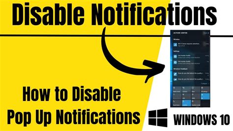 How To Disable Pop Up Notifications On Windows 10 Youtube
