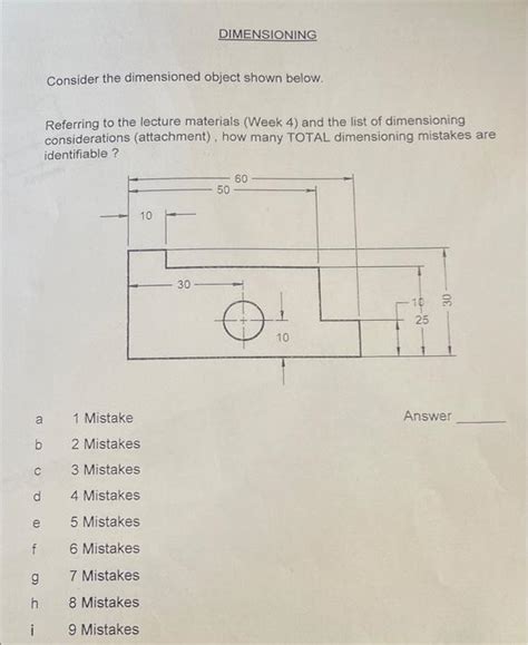Solved Dimensioning Consider The Dimensioned Object Shown