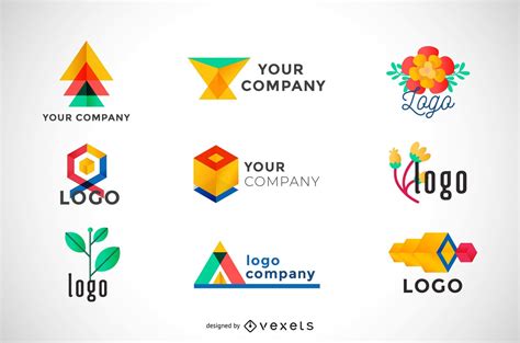 Colección De Logotipos Geométricos De Colores Descargar Vector