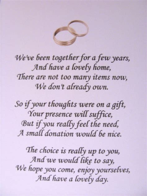 Married life 35 gift ideas for the husband who has everything struggling to find the perfect present for your hubby? 20 Wedding poems asking for money gifts not presents Ref ...