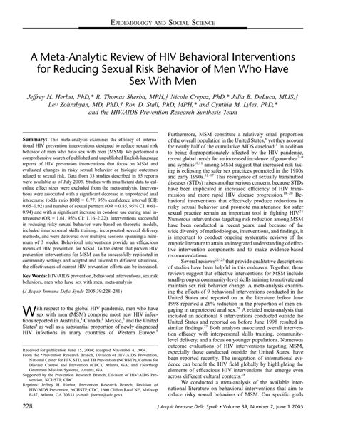 Pdf A Meta Analytic Review Of Hiv Behavioral Interventions For Reducing Sexual Risk Behavior