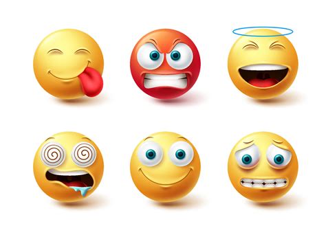 Conjunto De Vetores De Rosto Emoji Emoticon Coleção De ícones Feliz