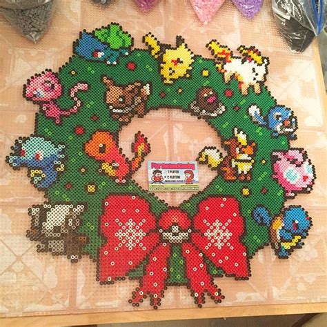 Pokemon Christmas Wreath Perler Beads By Tylerplurden Perler Beads