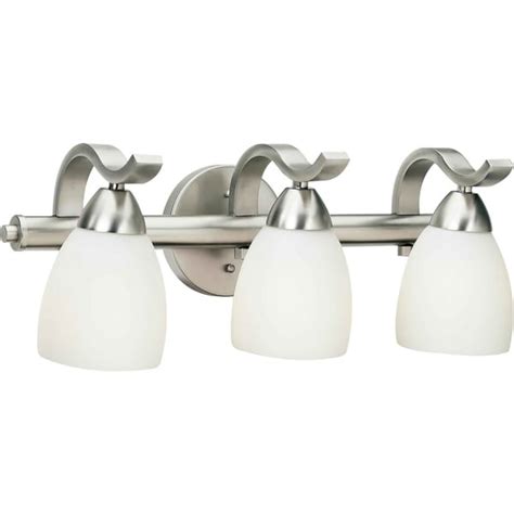 3 Light Brushed Nickel Vanity Light With Satin Opal Glass Overstock 28459174