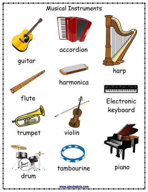 Musical Instruments Worksheet For Kindergarten