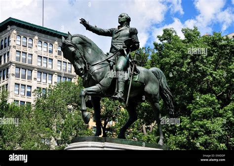 Nyc Equestrian Statue Of General George Washington Stands In The South Side Of Union Square