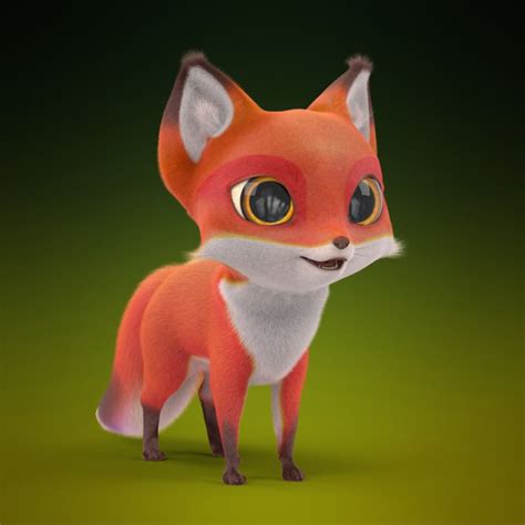 Cute Cartoon Fox Fur 3d Max
