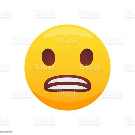 grimacing emoji awkward emoticon with clenched teeth vektorgrafik och fler bilder på Ängslan