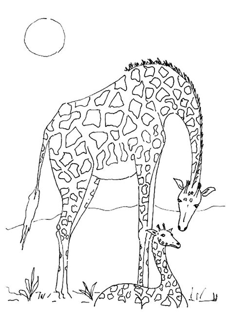 Coloriage Girafe Et Son Bébé Sous Le Soleil