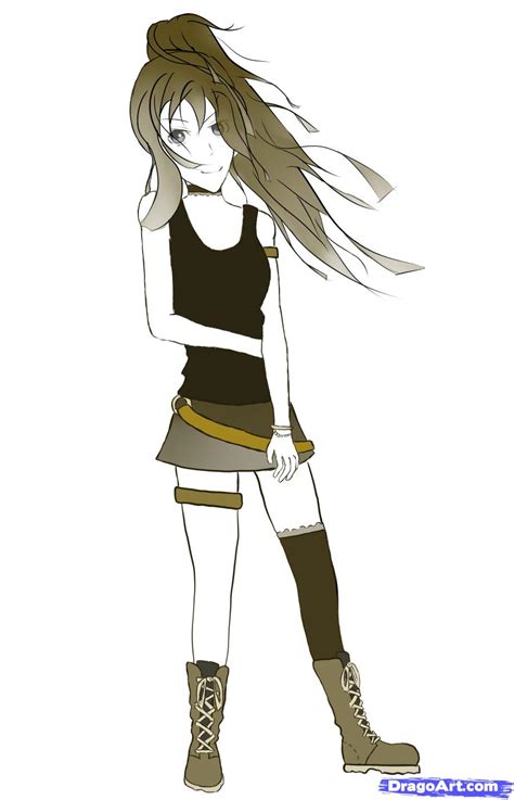 How to draw a simple anime girl, Step by Step, Anime ...