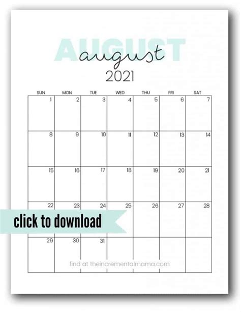 August 2021 Printable Bill Calendar Template Printable