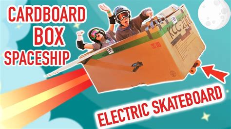 Cardboard Box Fort Spaceship Using Electric Skateboard Creative