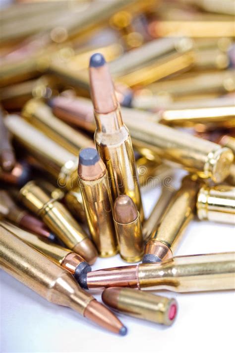 Closeup Of Pictures Piles Of Rifle Bullets Stock Photo Image Of