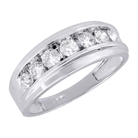 10k Mens White Gold 7 Stone Diamond Engagement Ring Wedding Band 1 Ctw 85mm Ebay