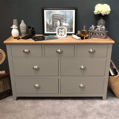 Wembley Grey Painted 7 Drawer Multi Chest Of Drawers Dining Room