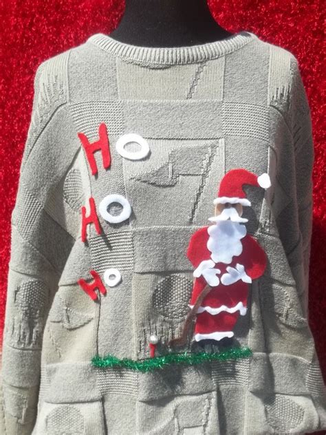 Ugly Christmas Sweater With A Golf Theme By Artfromthehands