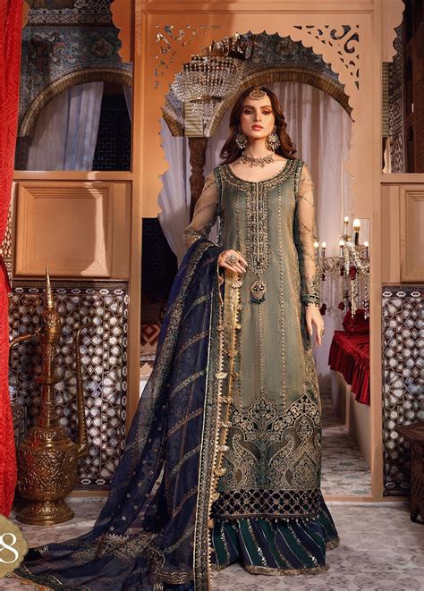 Mbroidered By Maria B Embroidered Zari Net Suits Unstitched 4 Piece