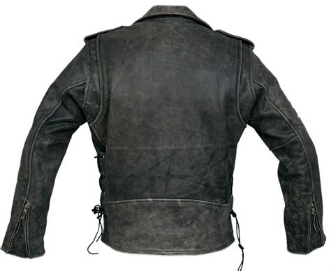 Mens Black Distressed Leather Marlon Brando Biker Motorcycle Leather