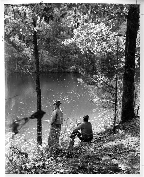 Two Men Fishing At Mirror Lake Near Blanchard Springs Arkansas Photo