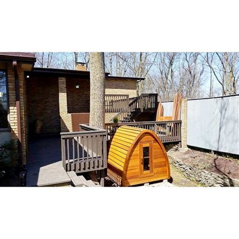 Dundalk Outdoor Mini Pod Sauna Red Cedar Heater Included Divine Saunas