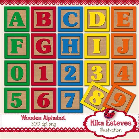 Baby Blocks Alphabet And Numbers Digital Clipart Wooden Blocks