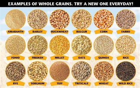 Examples Of Whole Grains Whole Grains List Grains List Whole Grain