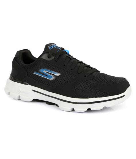 Construction smooth leather upper triangle perforation accents on side panels for breathable comfort synthetic heel panel overlay lace up classic style athletic casual walking sneaker design side s logo detail. Skechers Black Running Shoes - Buy Skechers Black Running ...