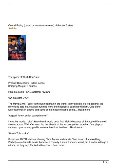 Rush Hour Review By William Redants Issuu