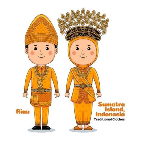 Premium Vector Couple Wear Riau Indonesian Traditional Clothes Riau