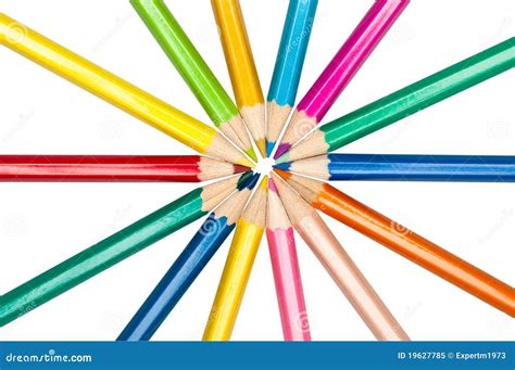 Set Of Colored Pencils Arranged In Circle Stock Image Image Of