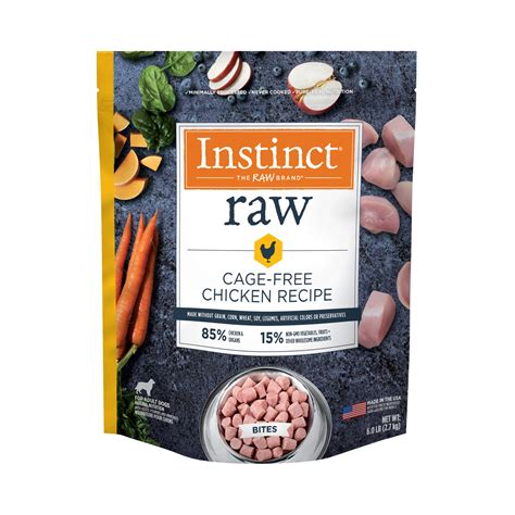 Instinct Frozen Raw Bites Grain Free Cage Free Chicken Recipe Dog Food