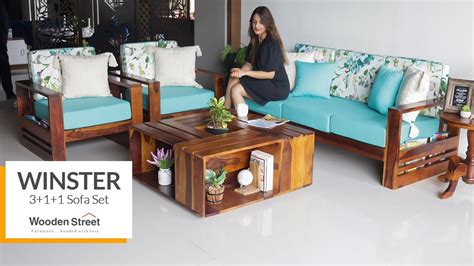 Get different types of sofas & couches. Winster Wooden Sofa Set  Latest Wooden Sofa Set Design  Wooden Street - YouTube