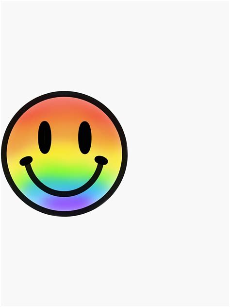Rainbow Smiley Face Sticker By Katieguerra28 Redbubble