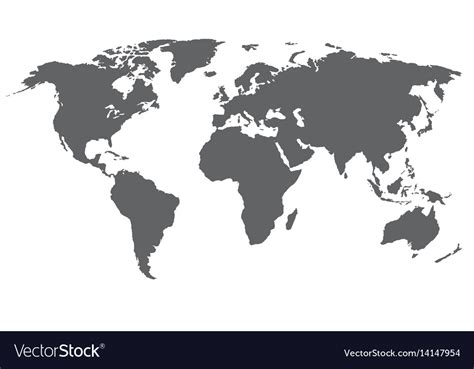 World Map Grey Color Isolated On Royalty Free Vector Image