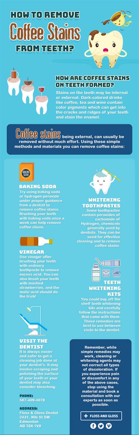 infographic how to remove coffee stains from teeth floss and gloss dental dentist edmonton