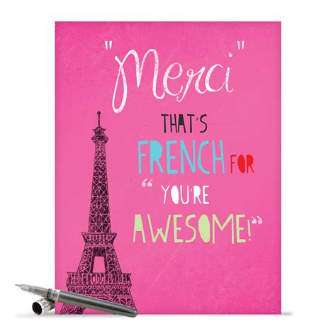 The most popular greeting card size is 7 x 5 when the card is folded. J2567TYG Jumbo Funny Thank You Greeting Card: 'Merci You're Awesome Thank You' with Envelope ...