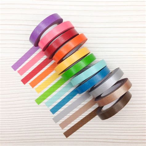 Image Of Washi Tapes Solid Skiny Tapes Set Of Colors Washi